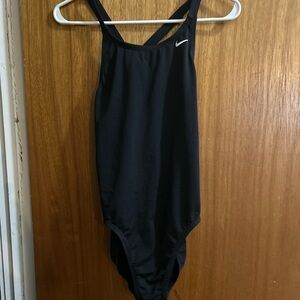 Nike Black One-Piece Swim Suit with White Swoosh